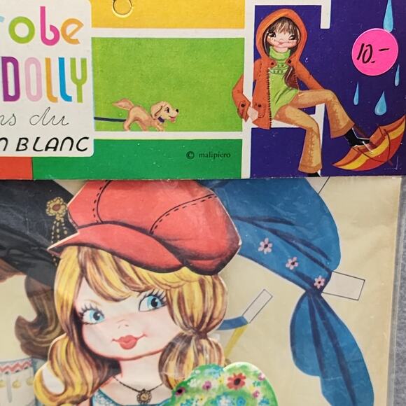 Blonde Hair Girl Paper Doll Flower Bouquet Pelican Blanc Vintage 1970 NOS Sealed - Picture 11 of 11